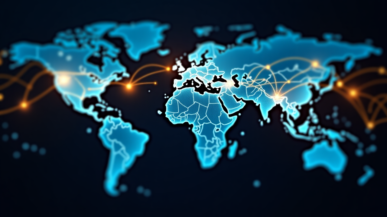 Representación visual de conexiones financieras globales